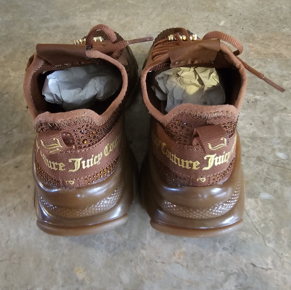 Juicy Couture rhinestone sneakers Ginger brown Adana women's size 7.5 no box - Picture 10 of 12